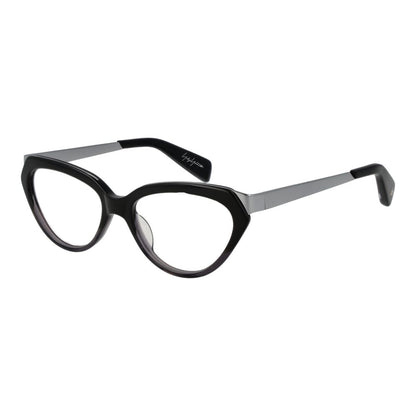 Eyeglasses Frames by Yohji Yamamoto for unisex in acetate black showcases a refined full-frame frame design with a refined black coloured frame finish for a refined and sophisticated look.
