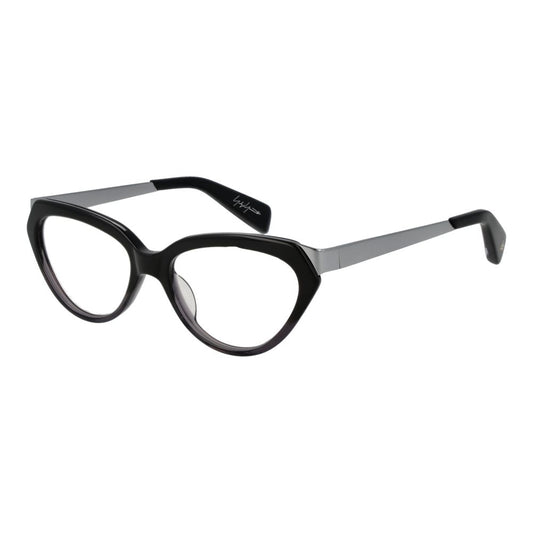 Eyeglasses Frames by Yohji Yamamoto for unisex in acetate black showcases a refined full-frame frame design with a refined black coloured frame finish for a refined and sophisticated look.