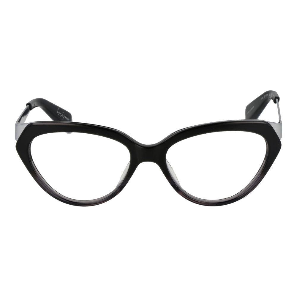 Eyeglasses Frames by Yohji Yamamoto for unisex in acetate black features an refined silhouette, showcasing a sophisticated black coloured frame and refined full-frame frame design for a refined look.