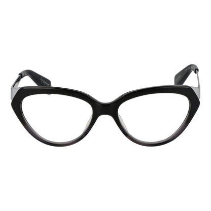Eyeglasses Frames by Yohji Yamamoto for unisex in acetate black features an refined silhouette, showcasing a sophisticated black coloured frame and refined full-frame frame design for a refined look.