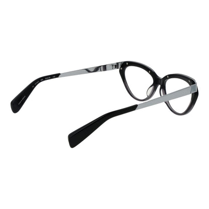 Eyeglasses Frames by Yohji Yamamoto for unisex in acetate and black showcases a refined silhouette, detailed with a black coloured frame finish and a sophisticated full-frame frame design.
