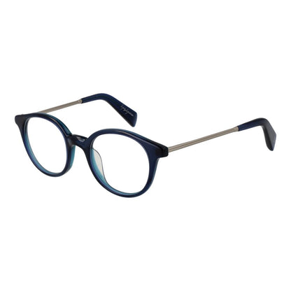 Eyeglasses Frames by Yohji Yamamoto for unisex in acetate blue features an refined silhouette, showcasing a sophisticated blue coloured frame and refined full-frame frame design for a refined look.