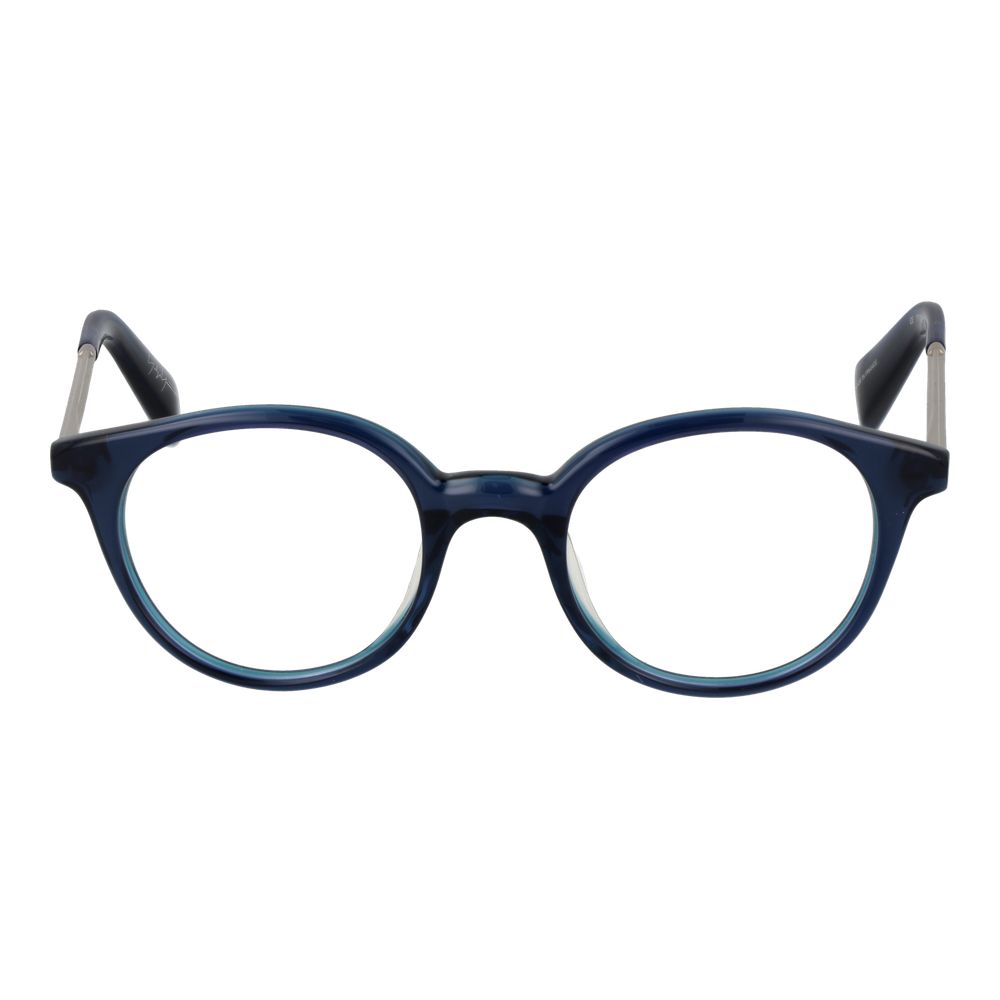 Eyeglasses Frames by Yohji Yamamoto for unisex in acetate and blue showcases an refined full-frame frame design featuring a sophisticated blue coloured frame for an refined and refined aesthetic.