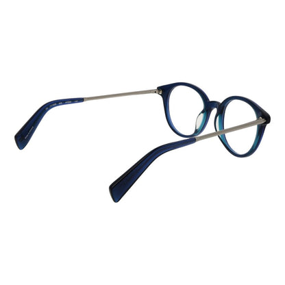 Eyeglasses Frames by Yohji Yamamoto for unisex in acetate and blue showcases an refined full-frame frame design featuring a sophisticated blue coloured frame for an refined and refined aesthetic.