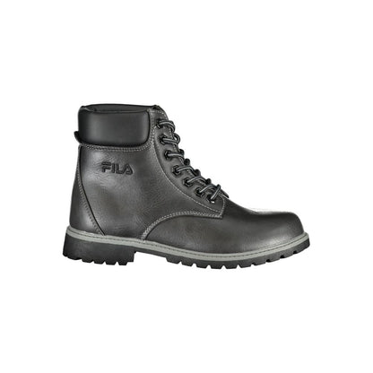 Boots by Fila for women in polyester black showcases a ergonomic silhouette from the Women's Polyester Boots collection, featuring a ergonomic and a ergonomic .