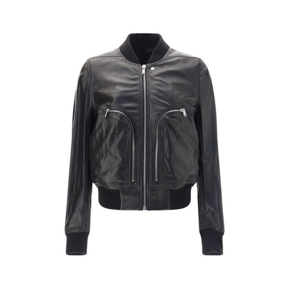 Bomber Jacket by Rick Owens for men in leather black presents a effortlessly chic silhouette, showcasing a sophisticated and premium pockets for a truly effortlessly chic finish.