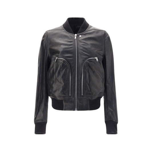 Bomber Jacket by Rick Owens for men in leather black presents a effortlessly chic silhouette, showcasing a sophisticated and premium pockets for a truly effortlessly chic finish.