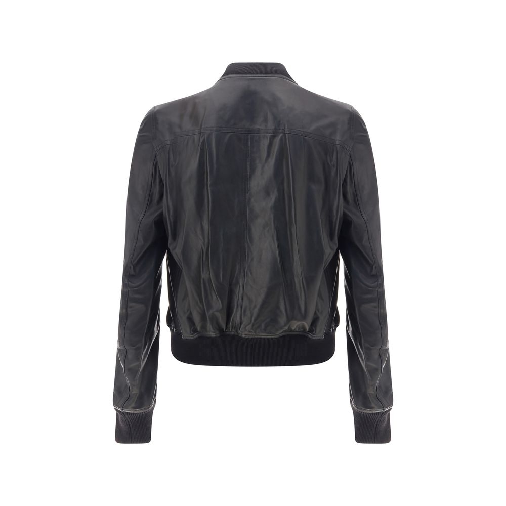Bomber Jacket by Rick Owens for men in leather black presents a effortlessly chic silhouette, showcasing a sophisticated and premium pockets for a truly effortlessly chic finish.