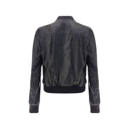 Bomber Jacket by Rick Owens for men in leather black presents a effortlessly chic silhouette, showcasing a sophisticated and premium pockets for a truly effortlessly chic finish.