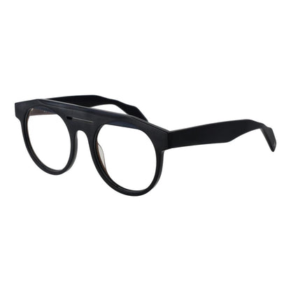 Eyeglasses Frames by Yohji Yamamoto for men in plastic black features an refined silhouette, showcasing a sophisticated black coloured frame and refined full-frame frame design for a refined look.