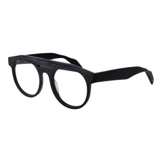 Eyeglasses Frames by Yohji Yamamoto for men in plastic black features an refined silhouette, showcasing a sophisticated black coloured frame and refined full-frame frame design for a refined look.