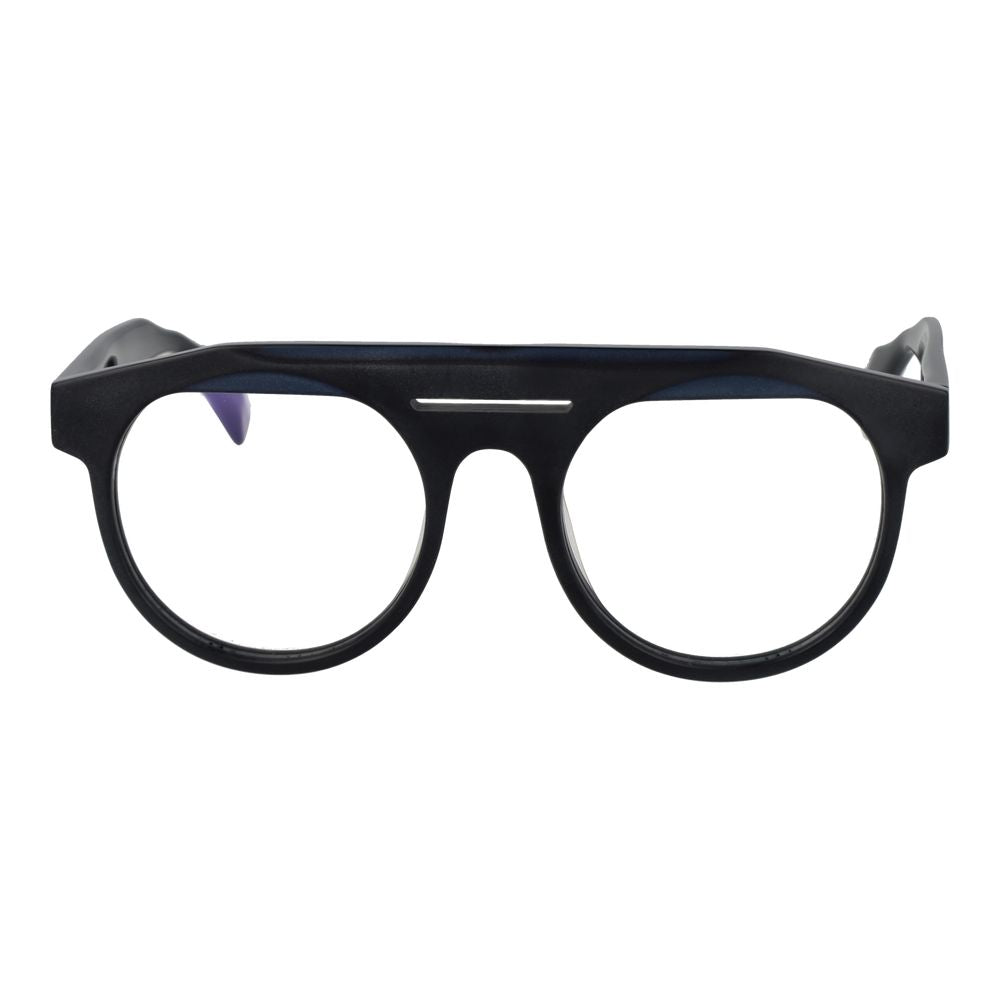 Eyeglasses Frames by Yohji Yamamoto for men in plastic black features an refined silhouette, showcasing a sophisticated black coloured frame and refined full-frame frame design for a refined look.