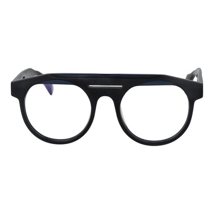Eyeglasses Frames by Yohji Yamamoto for men in plastic black features an refined silhouette, showcasing a sophisticated black coloured frame and refined full-frame frame design for a refined look.
