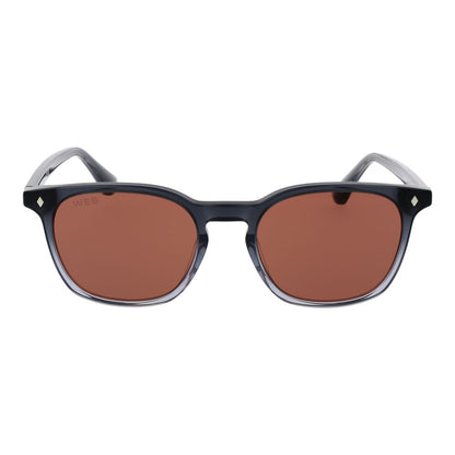 Sunglasses by Web for men in acetate and gray presents a sumptuous silhouette, featuring gray coloured frame and full-rim round frame design with non-polarized category-3-dark-tint lens for a sumptuous look.