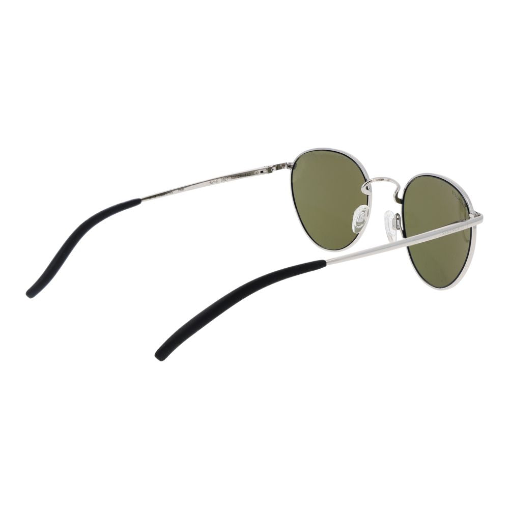 This Sunglasses by Serengeti for unisex in metal silver presents a sumptuous silhouette, showcasing a sumptuous full-rim round frame design in silver coloured frame and high-performance photochromatic polarized category-3-dark-tint lens.