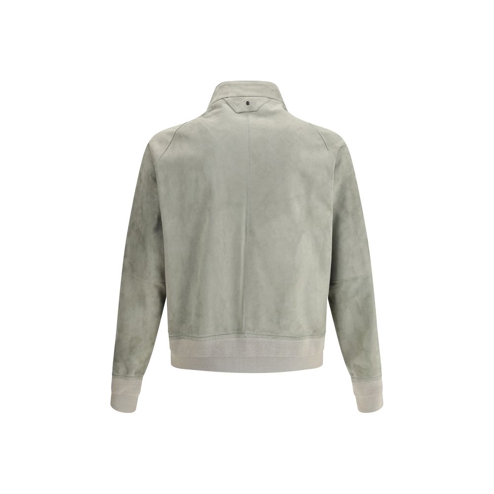Overcoat by Salvatore Santoro for men in bos taurus calf suede leather gray presents a luxurious silhouette, showcasing a luxurious high-collar neckline and sophisticated pockets for a premium, luxurious look.