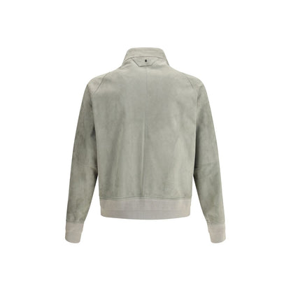 Overcoat by Salvatore Santoro for men in bos taurus calf suede leather gray presents a luxurious silhouette, showcasing a luxurious high-collar neckline and sophisticated pockets for a premium, luxurious look.
