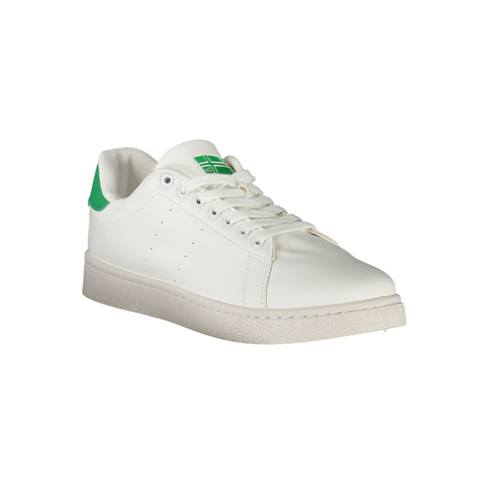 Athletic Sneakers by Norway 1963 for men in polyester & polyethylene white showcases a architectural silhouette, artfully capturing the essence of the Men's Athletic Polyester & Polyethylene Sneakers with its signature architectural athletic style construction.