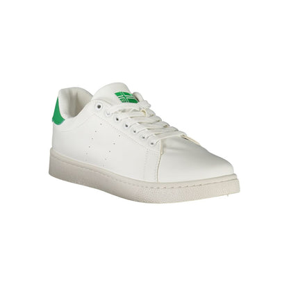 Athletic Sneakers by Norway 1963 for men in polyester & polyethylene white showcases a architectural silhouette, artfully capturing the essence of the Men's Athletic Polyester & Polyethylene Sneakers with its signature architectural athletic style construction.