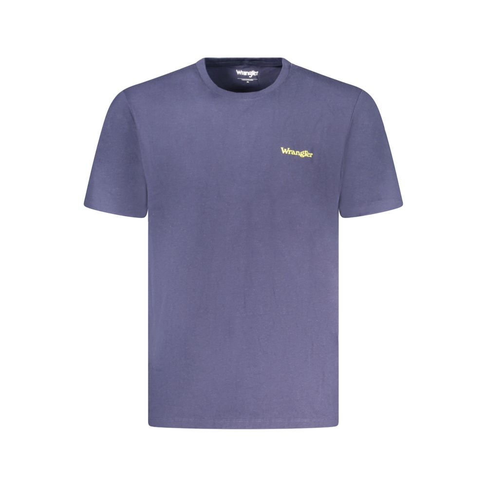 T-Shirt by Wrangler for men in cotton blue & print features a plush silhouette, showcasing a sophisticated crew neckline and for a truly plush finish.