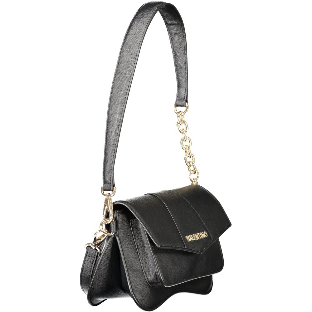 This Handbag by Mario Valentino for women in polyethylene and black presents a sculptural silhouette featuring a secure snap, ample internal-pockets, and versatile adjustable-strap & handle for a sculptural finish.