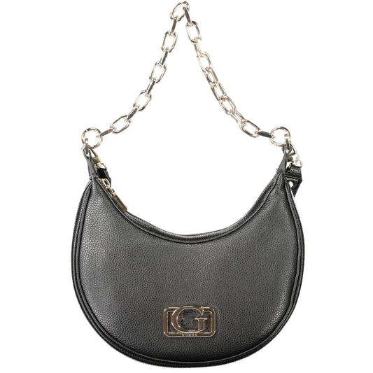 Handbag by Guess Jeans for women in polyethylene black & signature features a refined silhouette, showcasing a secure zipper, organized built-in-compartments & cardholder, and versatile shoulder-strap, adjustable-strap, detachable-strap & handle for a refined finish.