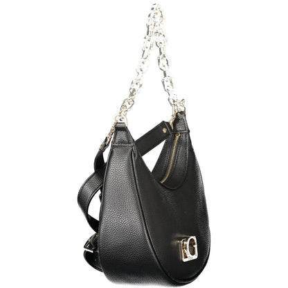 This Handbag by Guess Jeans for women in polyethylene and black & signature presents a sculptural silhouette featuring a secure zipper, ample built-in-compartments & cardholder, and versatile shoulder-strap, adjustable-strap, detachable-strap & handle for a sculptural finish.