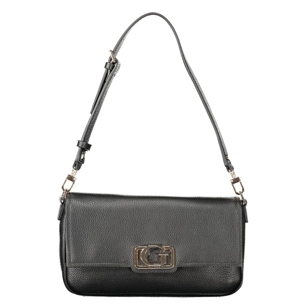Handbag by Guess Jeans for women in polyethylene black features an refined silhouette, showcasing a secure zipper, ample internal-pockets & cardholder, and versatile adjustable-strap & handle for a sophisticated refined aesthetic.