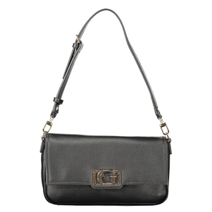 Handbag by Guess Jeans for women in polyethylene black features an refined silhouette, showcasing a secure zipper, ample internal-pockets & cardholder, and versatile adjustable-strap & handle for a sophisticated refined aesthetic.