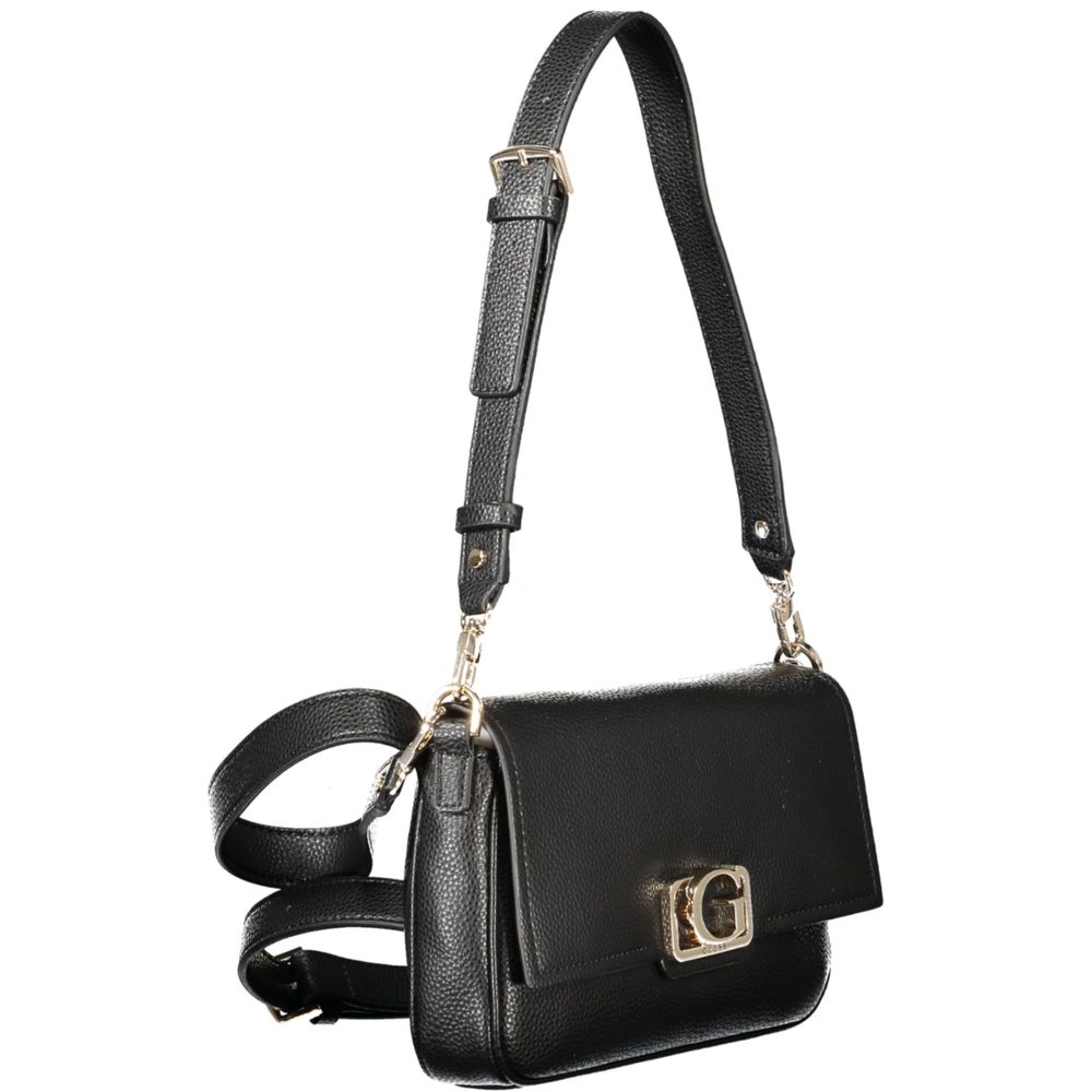 This Handbag by Guess Jeans for women in polyethylene and black presents a sculptural silhouette featuring a secure zipper, ample internal-pockets & cardholder, and versatile adjustable-strap & handle for a sculptural finish.