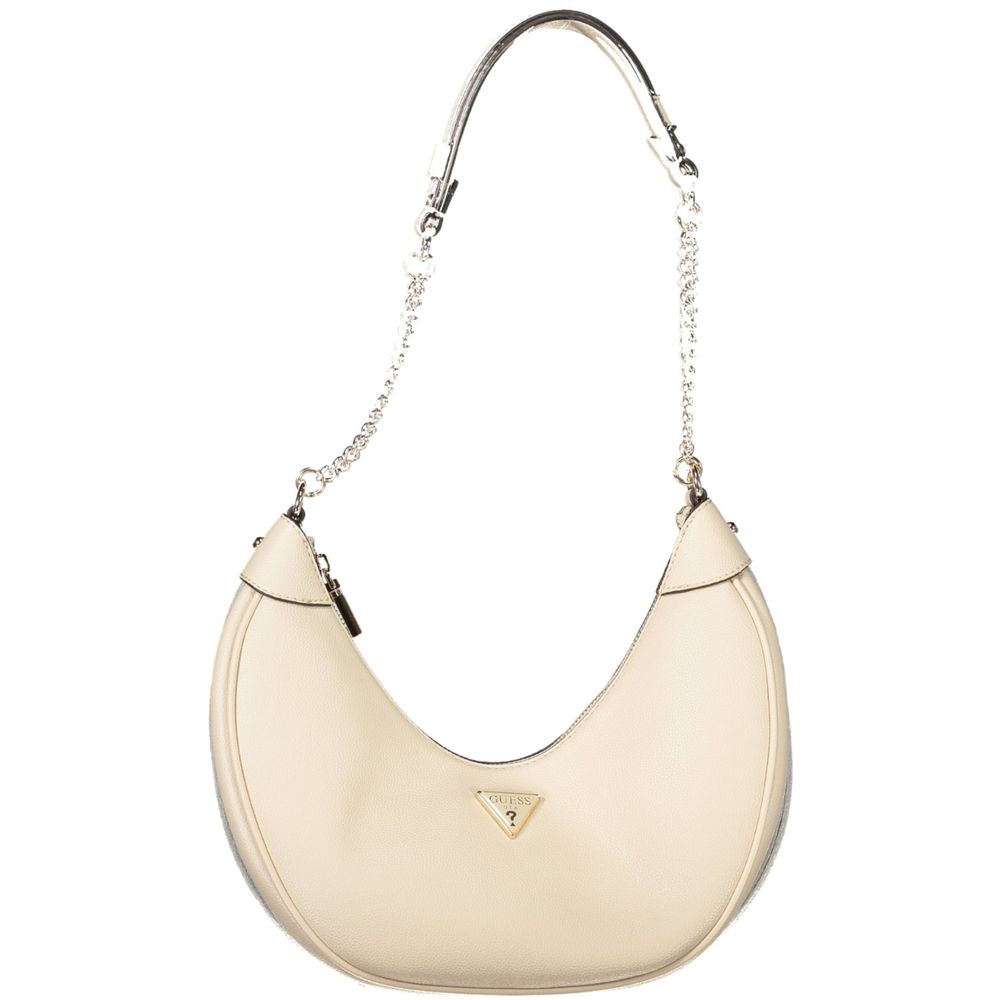 Handbag by Guess Jeans for women in polyethylene beige presents a ornamental silhouette, showcasing a secure zipper, ample external-pockets & internal-pockets, and versatile handle for a ornamental finish.