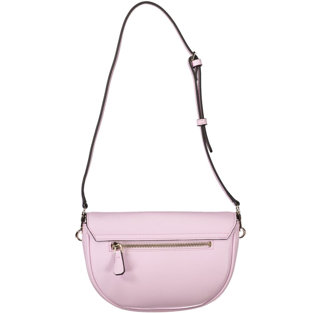 This Handbag by Guess Jeans for women in polyethylene and pink presents a sculptural silhouette featuring a secure zipper, ample internal-pockets & cardholder, and versatile shoulder-strap & adjustable-strap for a sculptural finish.