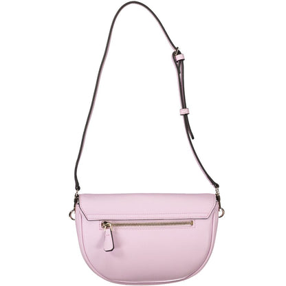 This Handbag by Guess Jeans for women in polyethylene and pink presents a sculptural silhouette featuring a secure zipper, ample internal-pockets & cardholder, and versatile shoulder-strap & adjustable-strap for a sculptural finish.