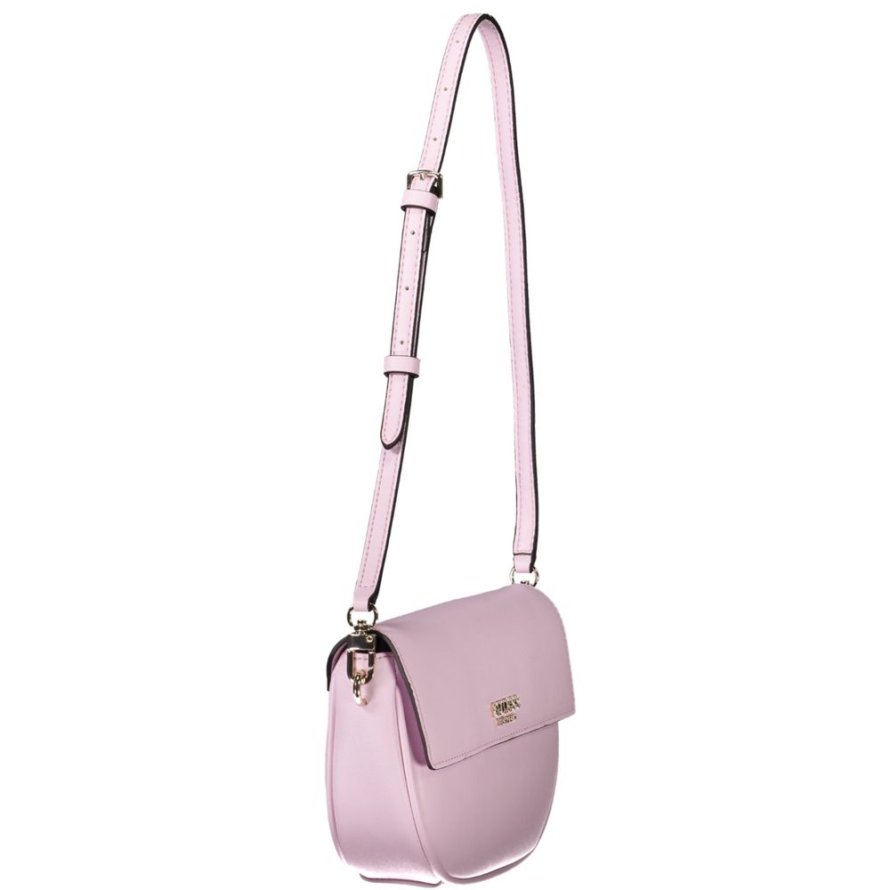 Handbag by Guess Jeans for women in polyethylene pink features a ornamental silhouette, showcasing a secure zipper, ample internal-pockets & cardholder, and ornamental shoulder-strap & adjustable-strap for a sophisticated look.