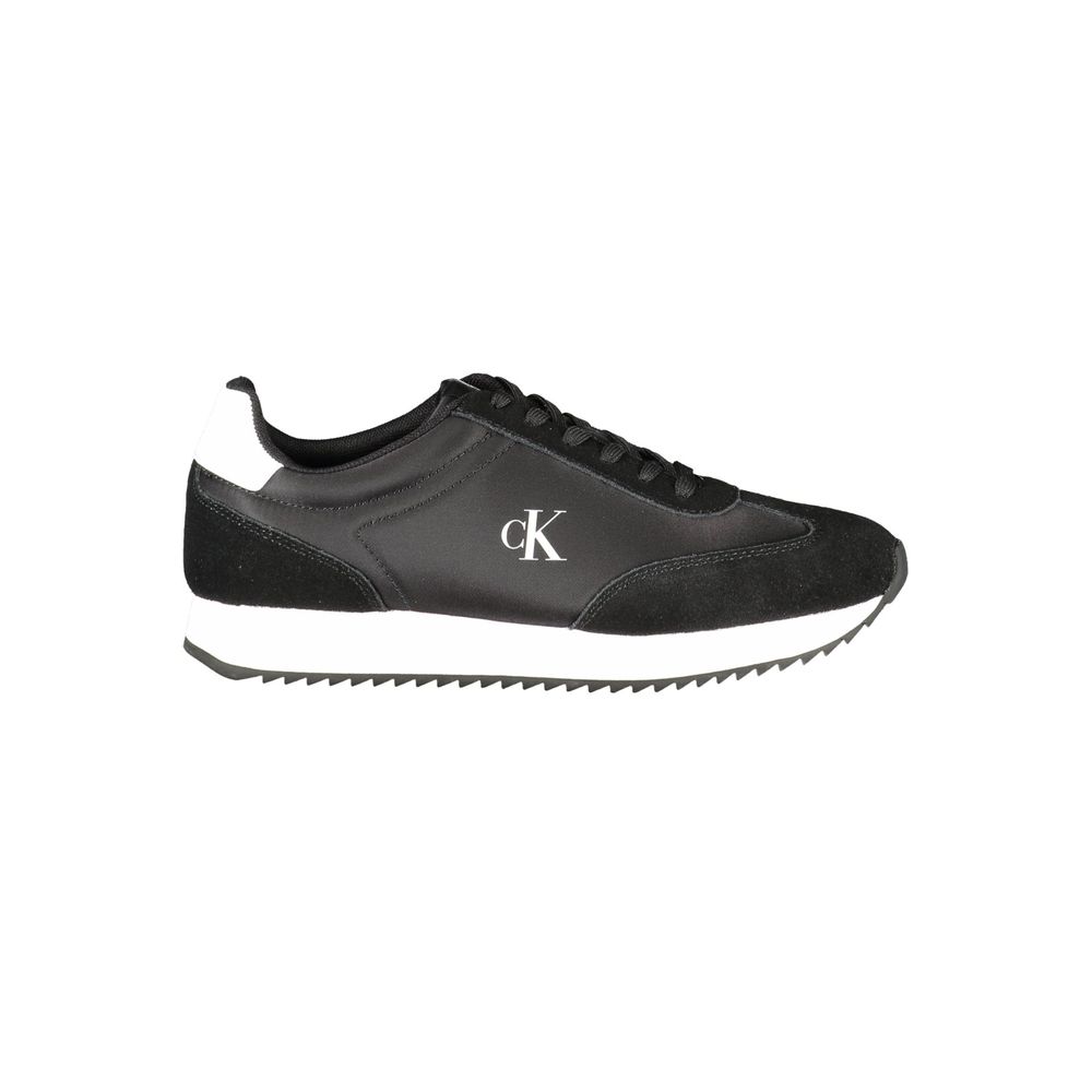 Sneakers by Calvin Klein for women in polyester polyethylene leather black features an sumptuous silhouette, showcasing the premium Women's Fashion Polyester Polyethylene Leather Sneakers in a sumptuous fashion style that offers a sumptuous finish for refined style.