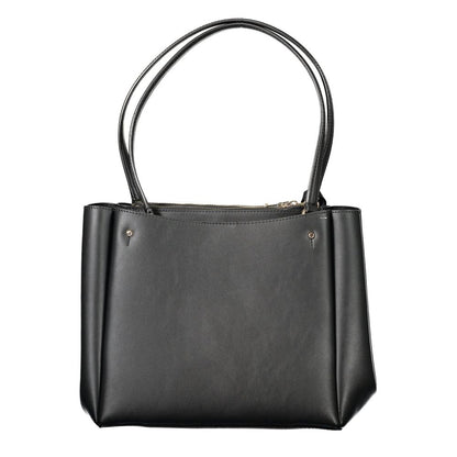 Tote Handbag by Guess Jeans for women in polyethylene black features a signature silhouette, showcasing a secure snap and signature built-in-compartments & external-pockets with versatile handle for a sophisticated look.