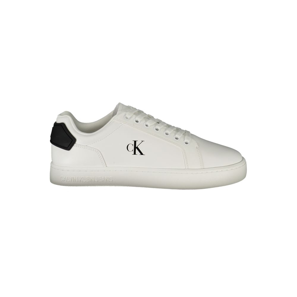 Sneakers by Calvin Klein for men in polyester polyethylene leather black, white, signature & print features an sumptuous silhouette, showcasing the premium Crisp Men's Fashion Polyester Polyethylene Leather Sneakers in a sumptuous fashion style that offers a sumptuous finish for refined style.