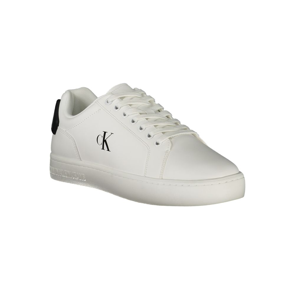 Sneakers by Calvin Klein for men in polyester polyethylene leather black, white, signature & print features a sumptuous design, perfectly showcasing the sumptuous fashion style of this Crisp Men's Fashion Polyester Polyethylene Leather Sneakers.