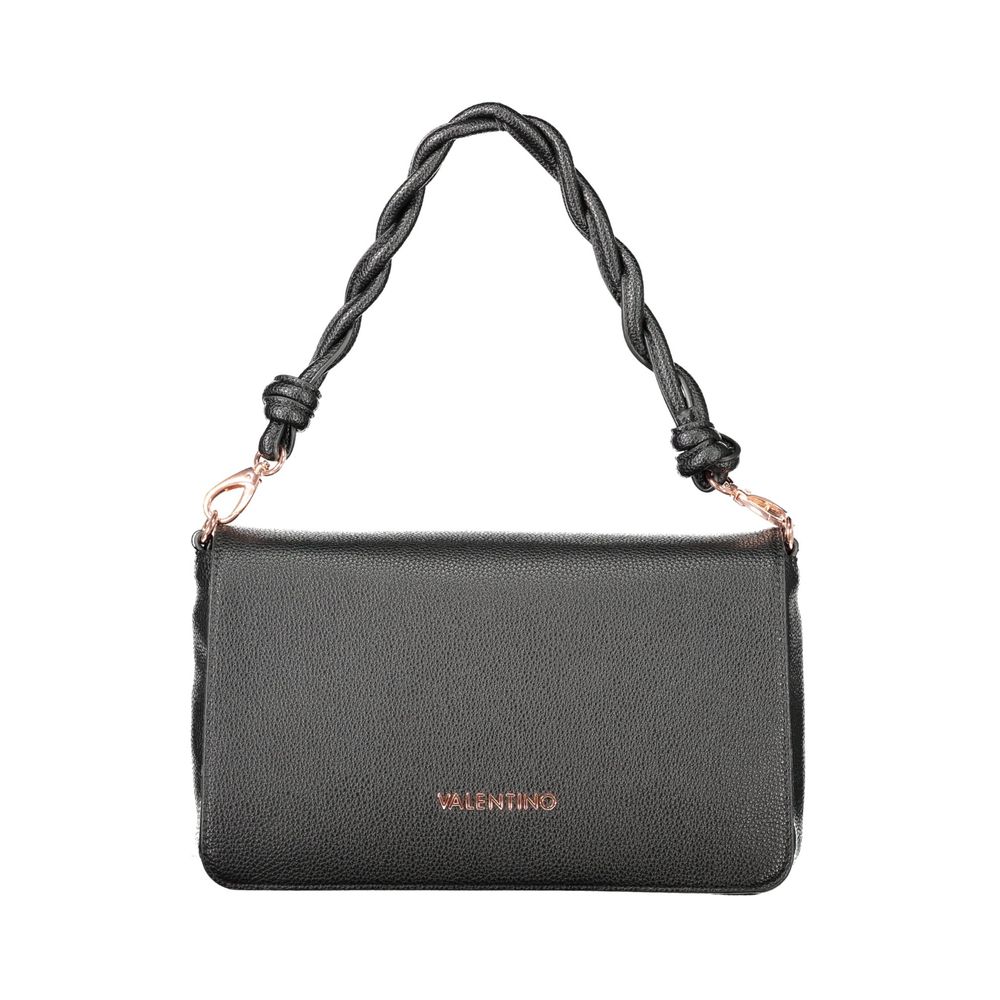 Handbag by Mario Valentino for women in polyethylene black features a signature silhouette, showcasing a secure snap & zipper and signature document-holder & internal-pockets with versatile adjustable-strap, detachable-strap & handle for a sophisticated look.