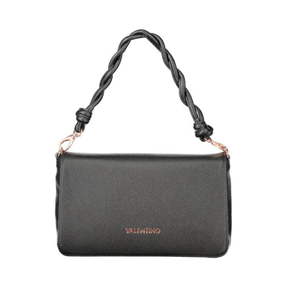 Handbag by Mario Valentino for women in polyethylene black features a signature silhouette, showcasing a secure snap & zipper and signature document-holder & internal-pockets with versatile adjustable-strap, detachable-strap & handle for a sophisticated look.