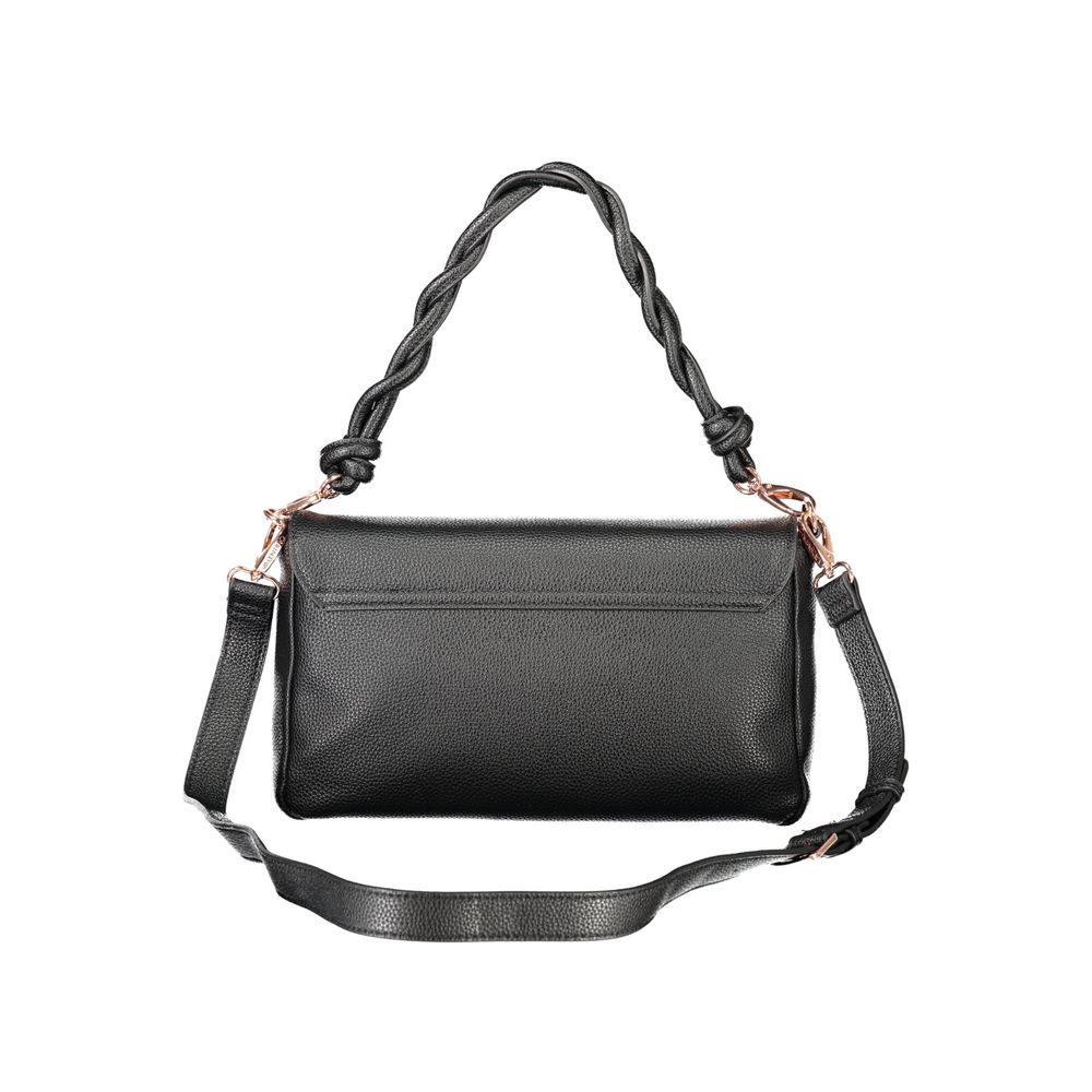 Handbag by Mario Valentino for women in polyethylene black features a refined silhouette, showcasing a secure snap & zipper, organized document-holder & internal-pockets, and versatile adjustable-strap, detachable-strap & handle for a refined finish.