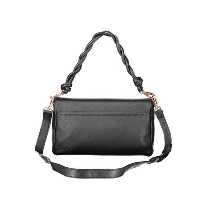 Handbag by Mario Valentino for women in polyethylene black features a refined silhouette, showcasing a secure snap & zipper, organized document-holder & internal-pockets, and versatile adjustable-strap, detachable-strap & handle for a refined finish.