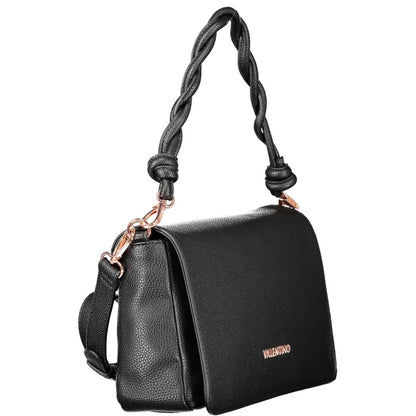 Handbag by Mario Valentino for women in polyethylene black features a ornamental silhouette, showcasing a secure snap & zipper, ample document-holder & internal-pockets, and ornamental adjustable-strap, detachable-strap & handle for a sophisticated look.