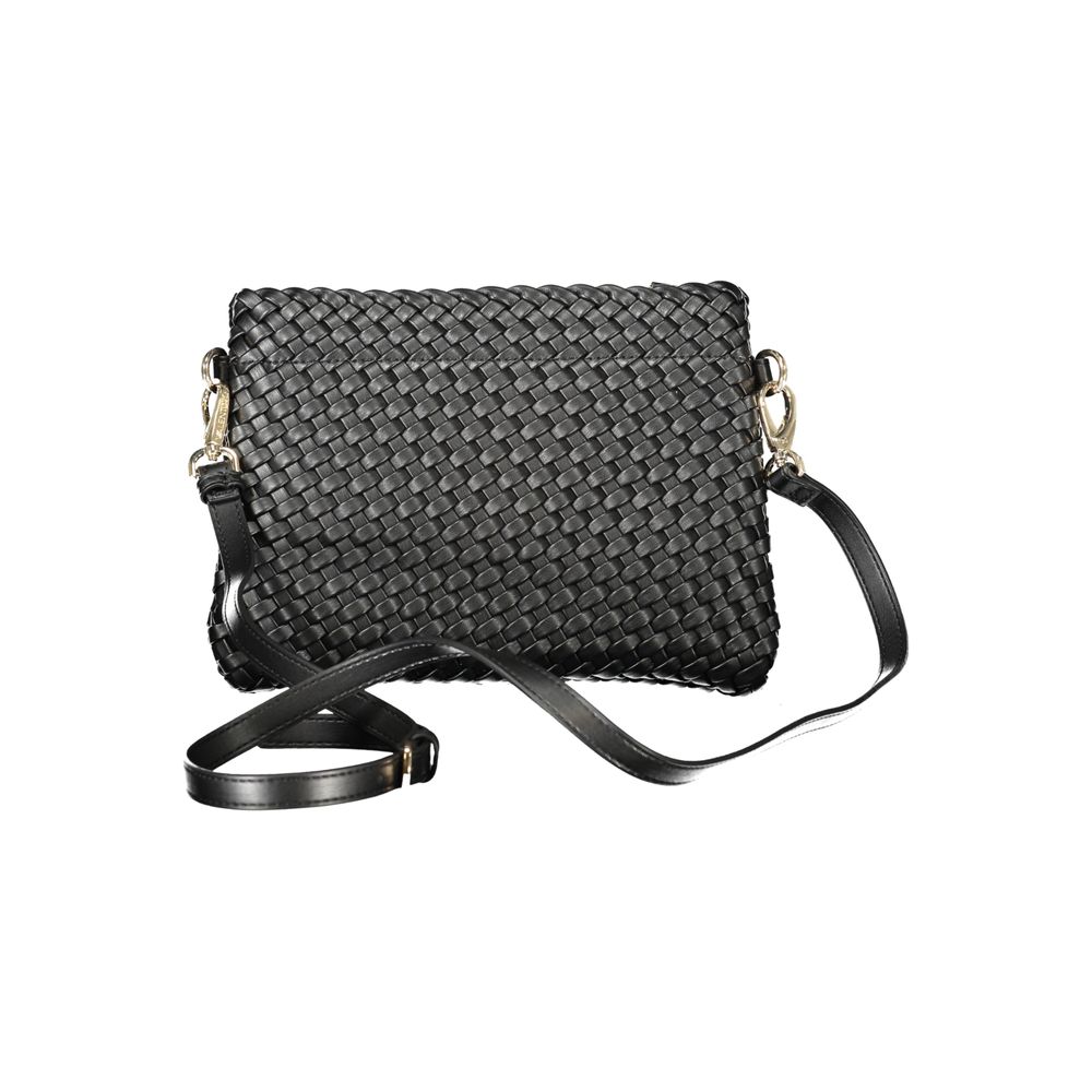 Shoulder Handbag by Mario Valentino for women in polyethylene black features an refined silhouette, showcasing a secure zipper, ample document-holder & internal-pockets, and versatile shoulder-strap & adjustable-strap for a sophisticated refined aesthetic.