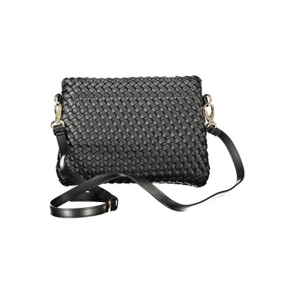 Shoulder Handbag by Mario Valentino for women in polyethylene black features an refined silhouette, showcasing a secure zipper, ample document-holder & internal-pockets, and versatile shoulder-strap & adjustable-strap for a sophisticated refined aesthetic.