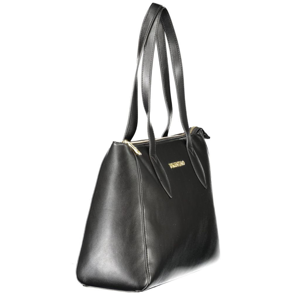 Shoulder Handbag by Mario Valentino for women in polyethylene black features a signature silhouette, showcasing a secure zipper and signature internal-pockets with versatile shoulder-strap & handle for a sophisticated look.