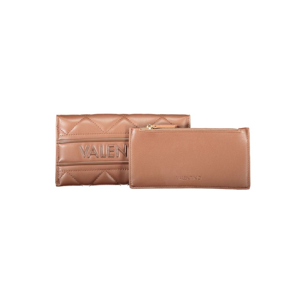 Cardholder Wallet by Mario Valentino for women in polyethylene & polyurethane brown presents a streamlined silhouette, showcasing the sophisticated design of the Polyethylene & Polyurethane Cardholder Wallet collection with functional card-organization coin-purse.
