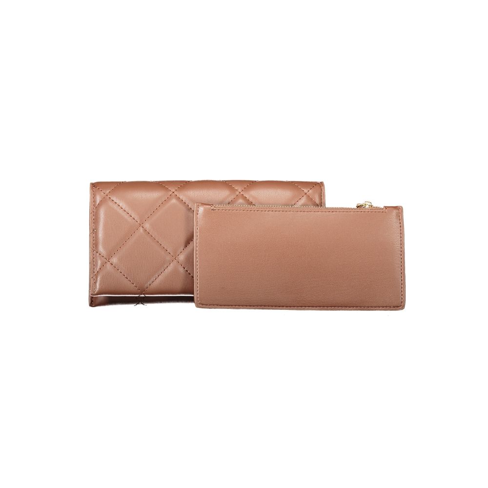 Cardholder Wallet by Mario Valentino for women in brown showcases a refined silhouette, artfully detailed with the signature style of the Polyethylene & Polyurethane Cardholder Wallet and functional card-organization coin-purse.
