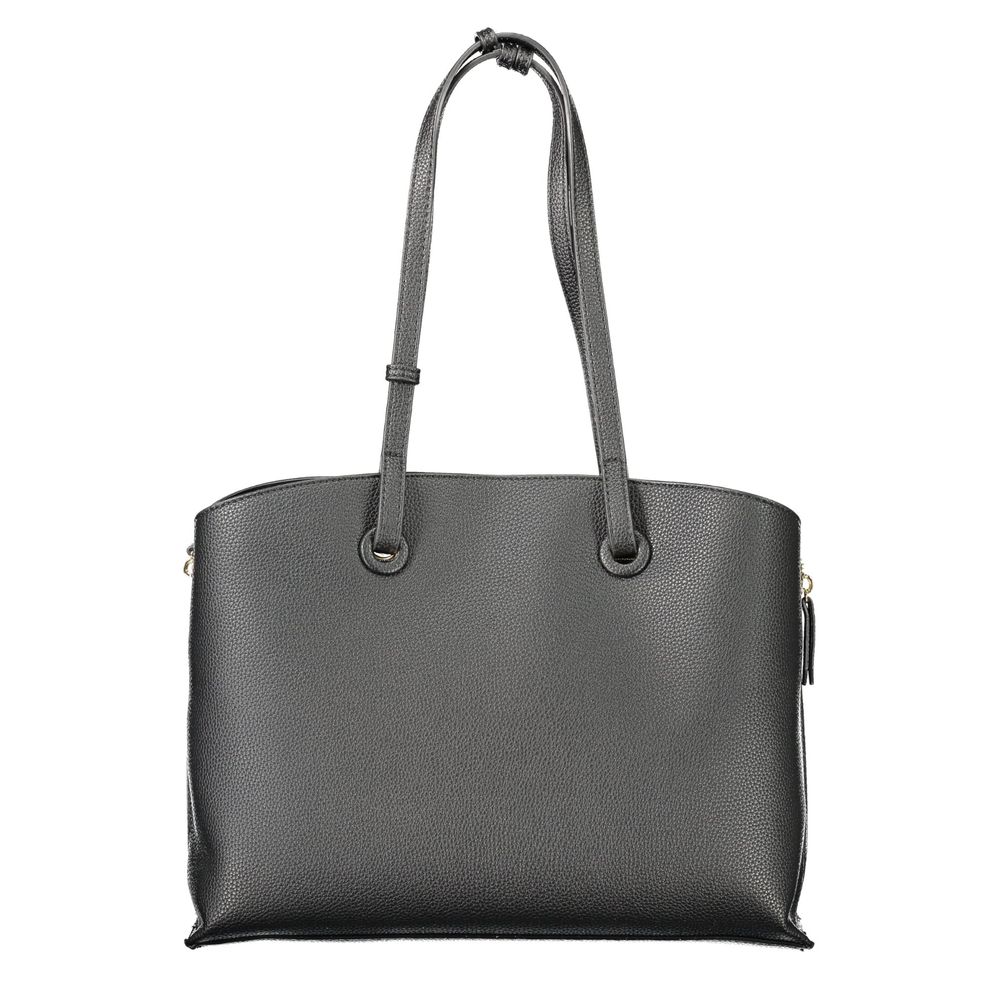 Handbag by Mario Valentino for women in polyethylene black features a ornamental silhouette, showcasing a secure zipper, ample built-in-compartments, and ornamental for a sophisticated look.