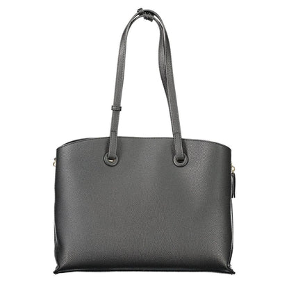 Handbag by Mario Valentino for women in polyethylene black features a ornamental silhouette, showcasing a secure zipper, ample built-in-compartments, and ornamental for a sophisticated look.